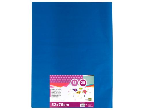 Papel seda liderpapel 52 x 76 cm 18 gr azul embalagem de 25 folhas , Liderpapel , 22233 , 8423473222335